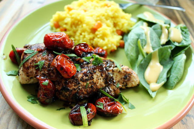 Herb Roasted Tomatoes over Chicken