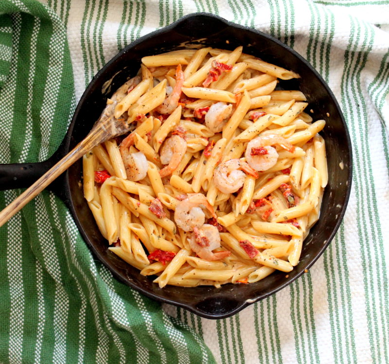 Shrimp & Sun Dried Tomato Cream Sauce Pasta