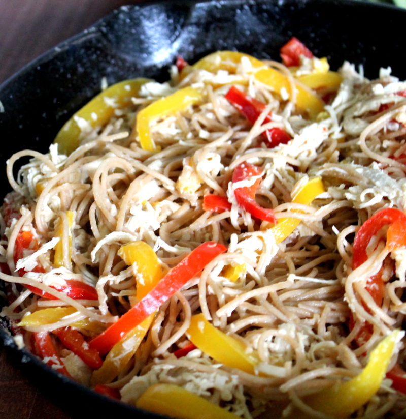 Garlic Parmesan Chicken & Peppers Pasta