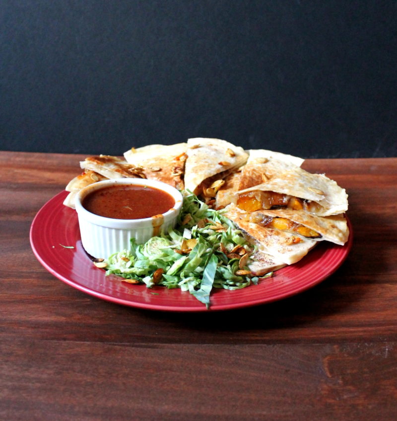 Maple Chipotle Squash, Onion & Bacon Quesadillas