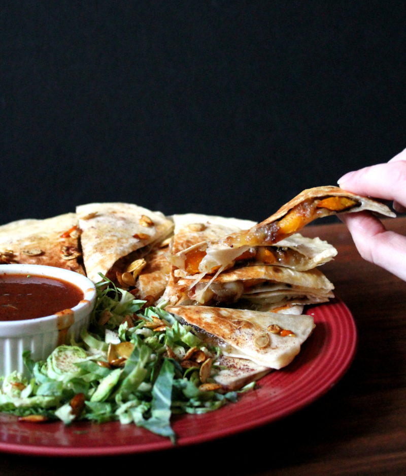 Maple Chipotle Squash, Onion & Bacon Quesadillas