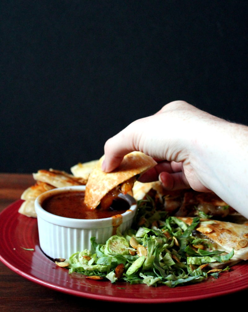 Maple Chipotle Squash, Onion & Bacon Quesadillas