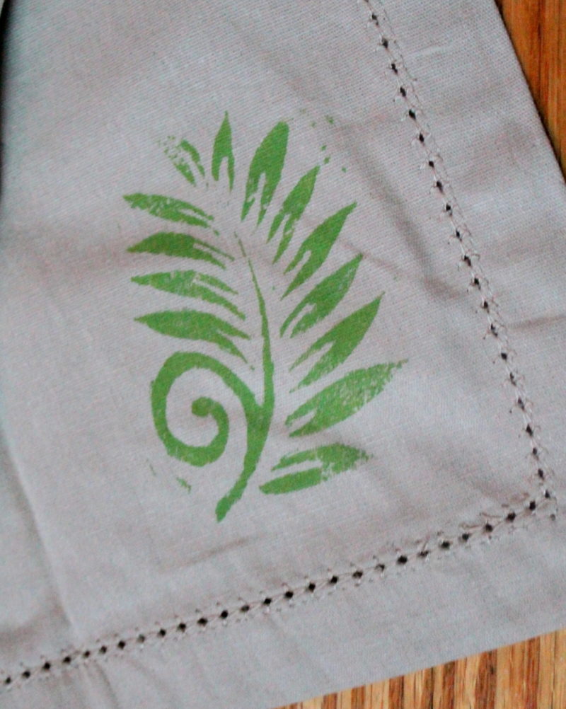 Hand Stamped Linen Napkins