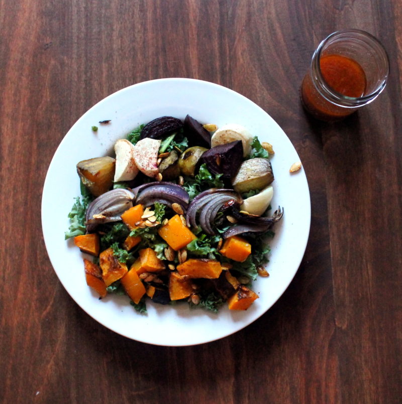 Maple Chipotle Winter Roast Veggie Salad