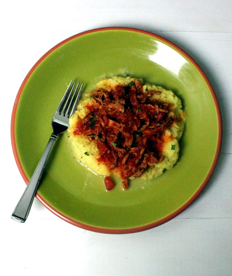 Braised Pork over Cauliflower Puree