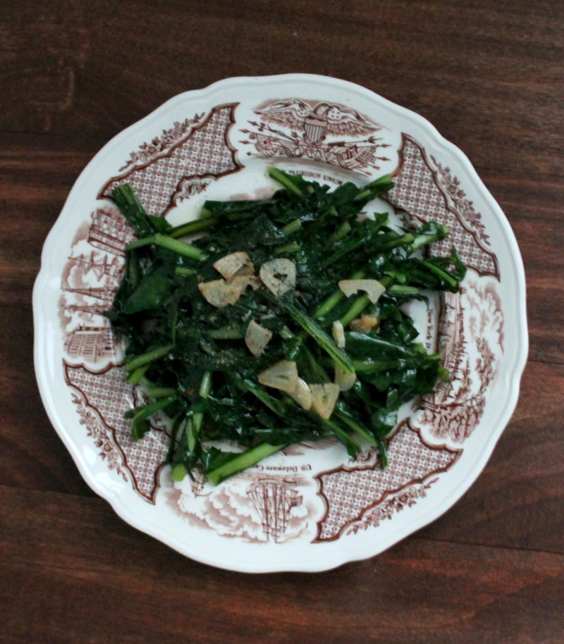 Dandelion Greens with Double Garlic