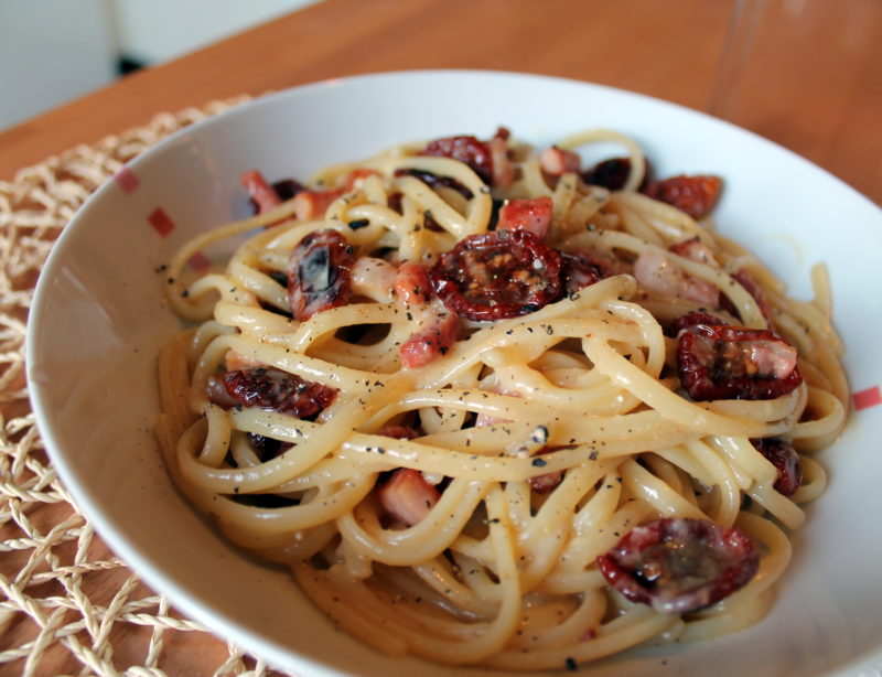 Authentic Italian Carbonarra, with Sun Dried Tomatoes