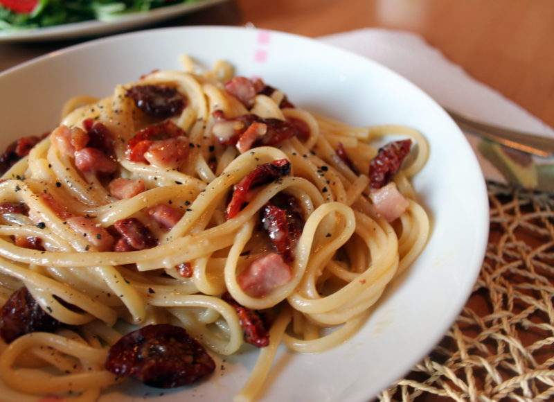 Authentic Italian Carbonarra, with Sun Dried Tomatoes