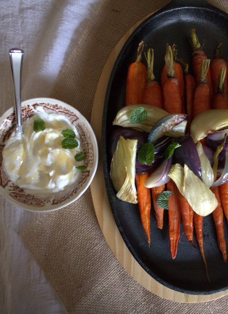 Roasted Veggies with Mint Yogurt & Honey