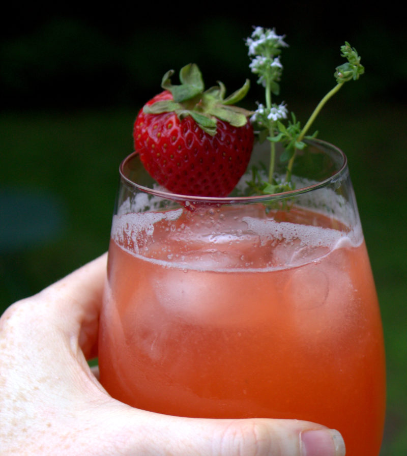 Sugar-Free Strawberry Thyme Cocktail