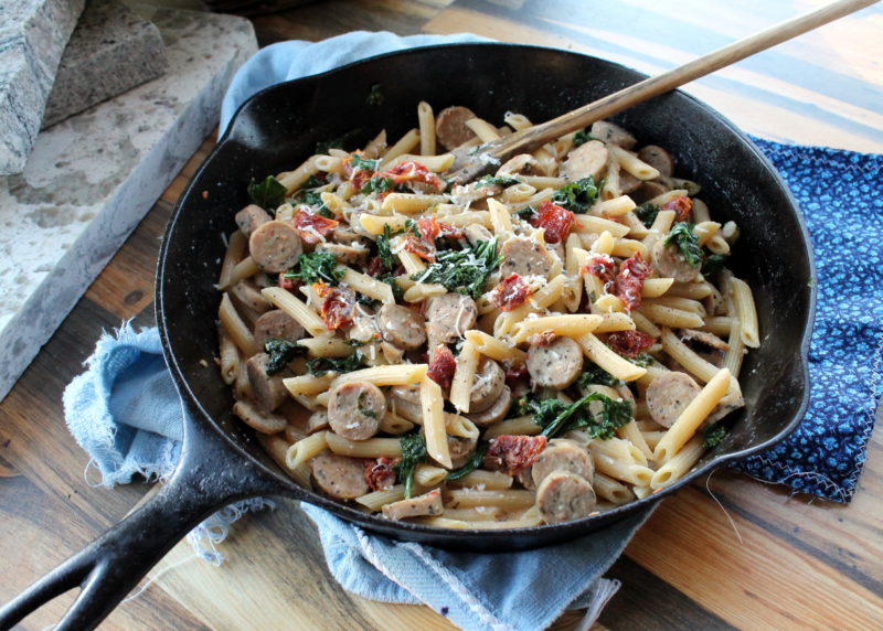 Sausage, Kale and Sun-Dried Tomato Skillet Pasta