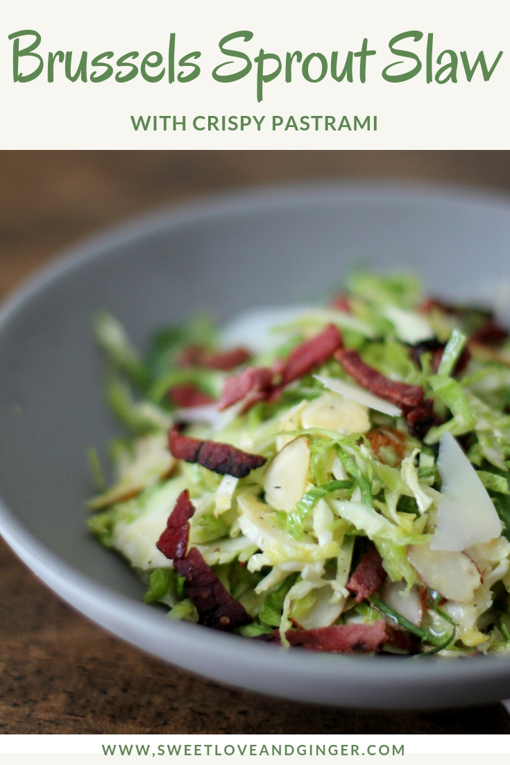 Brussels Sprout Slaw With Crispy Pastrami